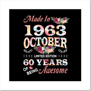 October Flower Made In 1963 60 Years Of Being Awesome Posters and Art